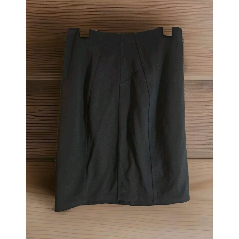 Daisy Fuentes Womens Black Onyx Elastic Waist Skirt Size Large L Lrg Knee Length